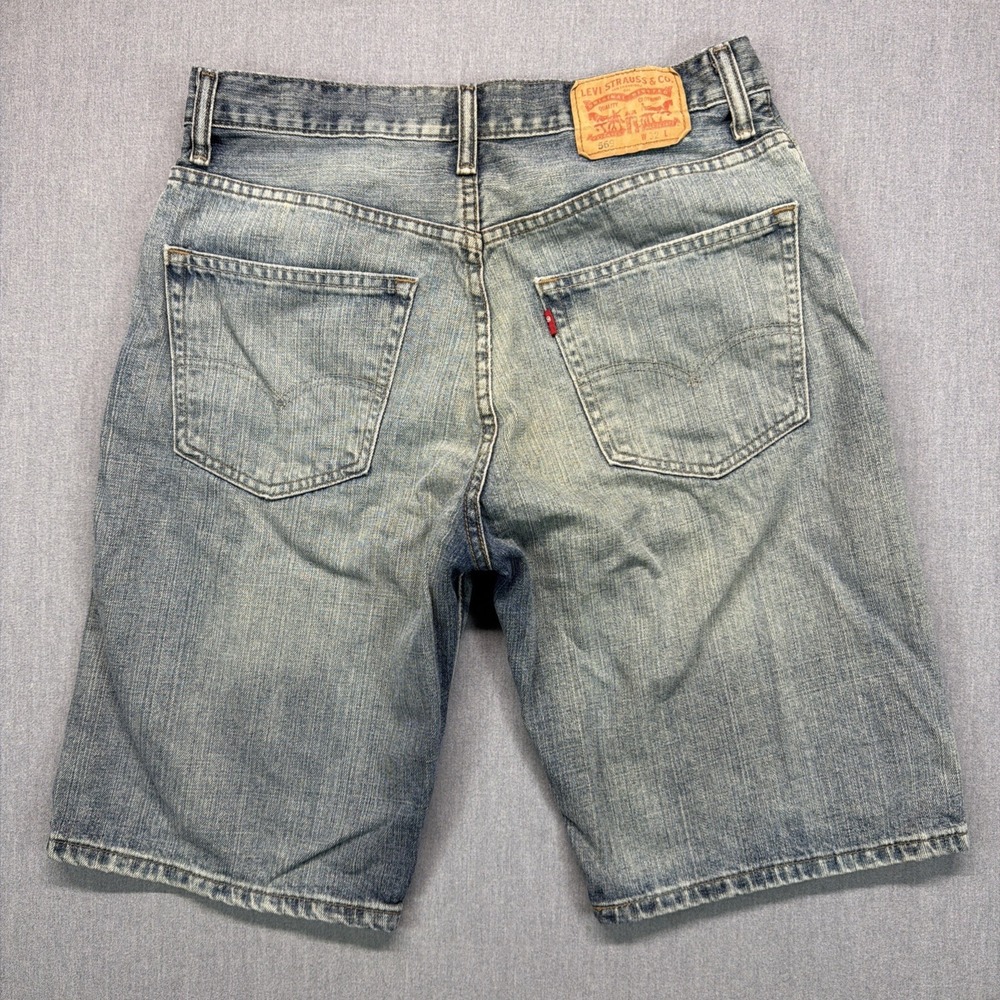 Levi's 569 Denim Jeans Shorts Mens 32‎ Blue Loose Baggy Skate Grunge Faded
